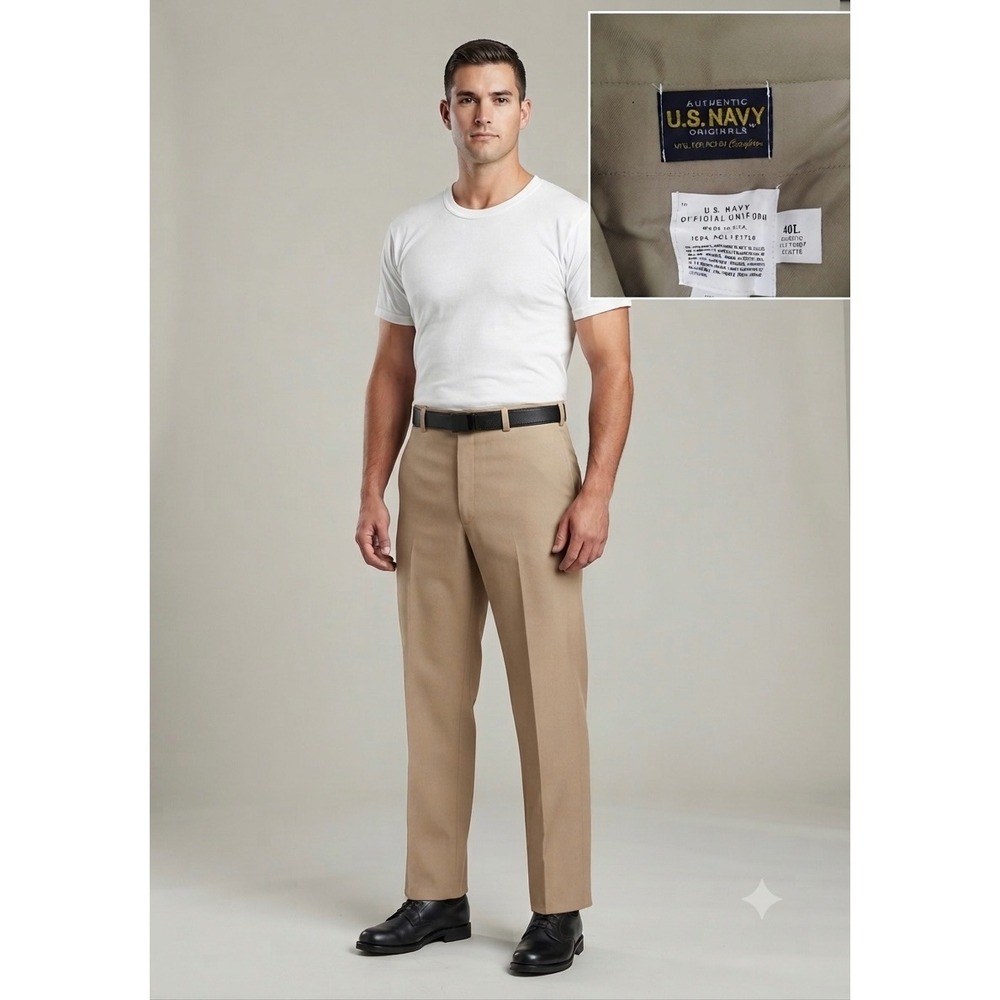 NWT Creighton US Navy Official Uniform Trousers Mens 40L Khaki Classic Fit 1117